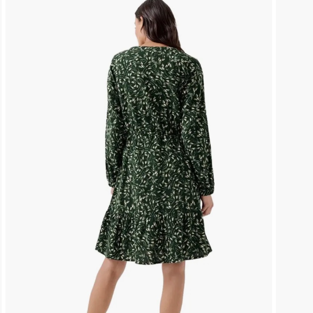 Pact Forest Green Leaf Print Long-Sleeve Mini Dress - Picture 4 of 9